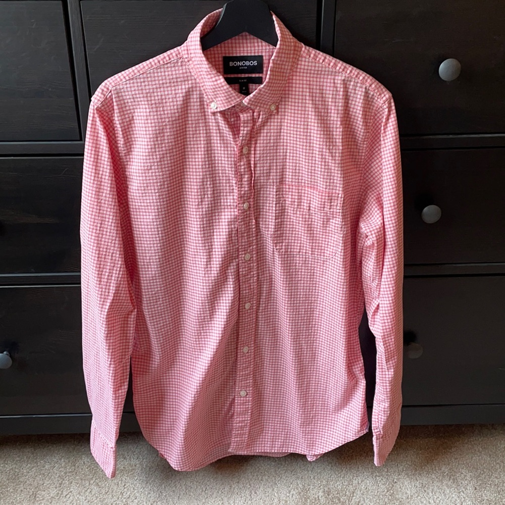 Brand New Bonobos Pink Check Medium Slim Fit